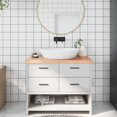 thumbnail image 1 of vidaXL Bathroom Countertop Light Brown 100x50x(2-4)cm Treated Solid Wood, 1 of 5