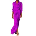 thumbnail image 2 of Gspmoly Robes d'Été pour Femmes 2025, Mode Femmes Aguichant Décontractée Bandage Col en V Uni Robe à Manches Longues Robes Formelles pour Femmes Économies d'Été, 2 of 6