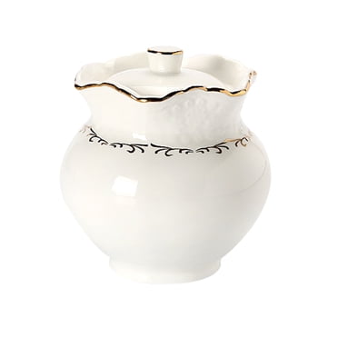 Ceramic Sugar Bowl With Lid And Milk Jug, Cream And Sugar Pot, Creamer Jug Sugar Jar, Coffee Serving Set, Cream Pitcher -White-Sugar Bowl