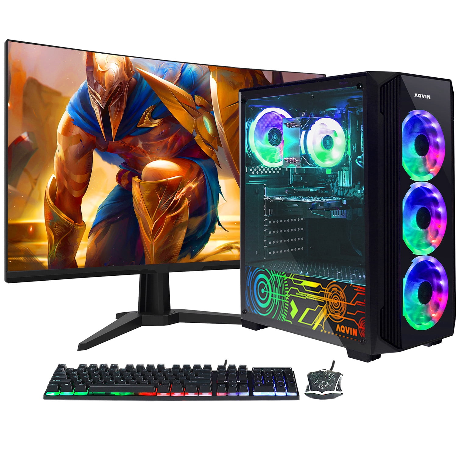 Gaming PC Tower Desktop Computer AQVIN - Intel Core i7 Processor Upto 4.6GHz,RTX 3050 8GB GDDR6 Gaming Card, 1TB SSD,24 inch Gaming Monitor,32GB DDR4 RAM, HDMI, WiFi Ready, Windows 11 Professional