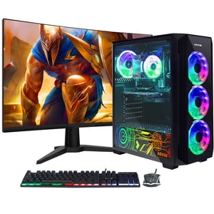 Jeu PC Ordinateur de bureau tour AQVIN - Intel Core i7 Processeur jusqu'à 4,6 GHz,RTX 3050 8GB GDDR6 Carte de jeu, 1TB SSD,24 Moniteur de jeu de pouce,32GB DDR4 RAM, HDMI, WiFi Prêt, Windows 11 Professionnel