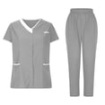 thumbnail image 1 of EQWLJWE Économies d'Été! Ensemble de Sarraus pour Femmes, Uniformes Infermera Femmes, Ensemble de Sarraus pour Femmes Pantalon Jogger et Chandails à Manches Courtes à Col en V, Uniforme d'Infirmière Athlétique Moderne Uni Extensible Tenue de Travail, 1 of 8