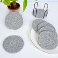 thumbnail image 1 of 8 Piece Cotton Rope Placemat Set with Storage Rack, 4.33 Inch Square Woven Heat Resistant Table Mats for Hot Dishes, Easy Clean Dining Mats for Home Kitchen, 1 of 7