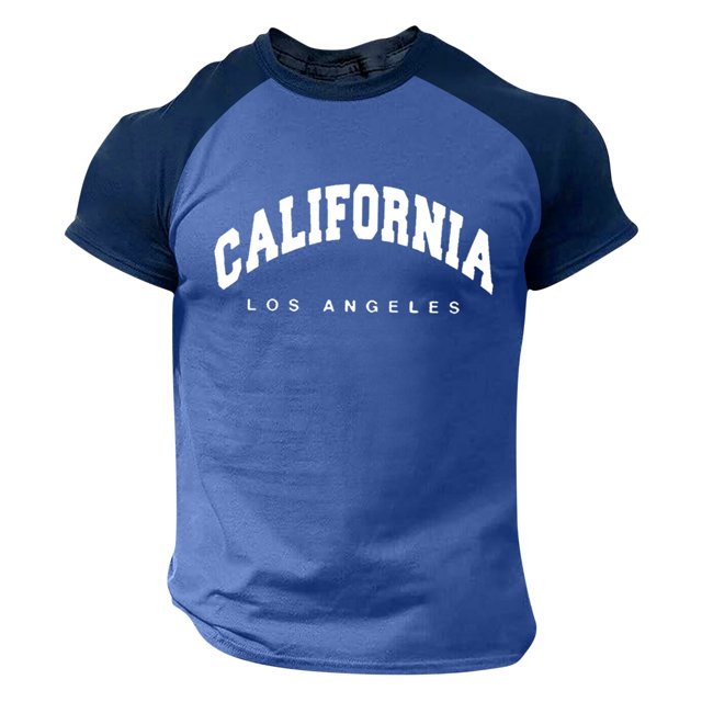 BOBOGOJP T-Shirts à Col Rond pour Hommes Manches Courtes (Bleu,TG)