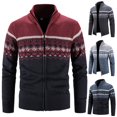 thumbnail image 1 of Cardigan pour Homme à Fermeture Éclair Intégrale, Col Montant, Coupe Ajustée, Chandail Tricoté Décontracté, 1 of 5