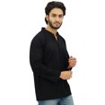 thumbnail image 3 of Atasi Kurta Court à Col Officier pour Homme en Coton Noir Tunique Décontractée - Petit, 3 of 7