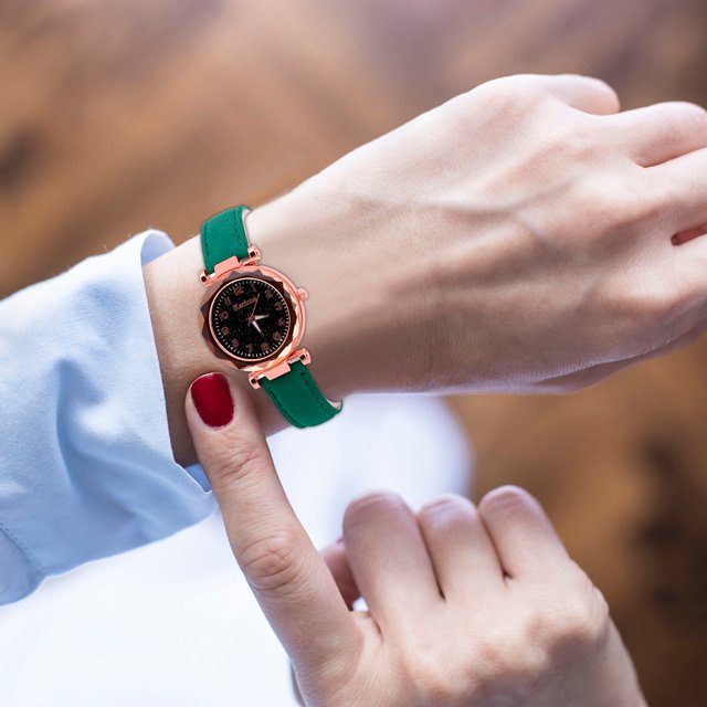 WIFKLSIIPG Quartz Watch Ladies Watch Digital Starry Sky Luminous Belt Watch Women's Watch