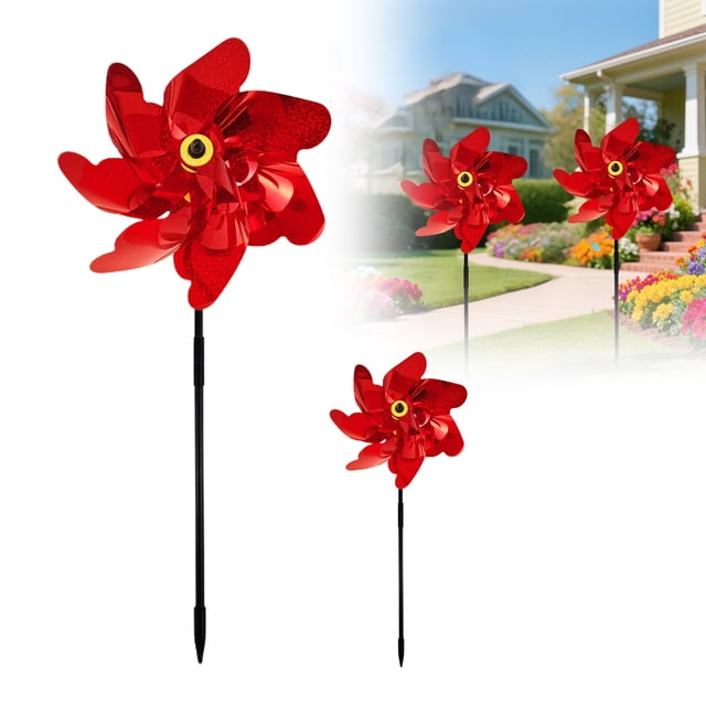 Reflective Windmill Device for Outdoor Gardens and Patios to Deter Birds with Sparkling Motion 2PCS