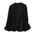 thumbnail image 1 of Timegard Womens Suit Jacket Cotton Linen Stand Collar Button Long Sleeve Lightweight Fall Loose Coat, 1 of 6