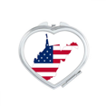 thumbnail image 1 of Virginia USA West Map Stars Stripes Flag Shape Mirror Travel Magnification Portable Handheld Pocket Makeup, 1 of 3
