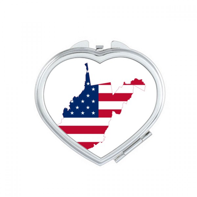 Virginia USA West Map Stars Stripes Flag Shape Mirror Travel Magnification Portable Handheld Pocket Makeup