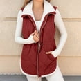 thumbnail image 2 of Hvobtty Vestes en Molleton Chaudes Décontractées Sans Manches pour Femmes, Gilets d'Hiver Sans Manches pour Femmes Dames Manteau en Molleton à Fermeture Éclair Col Montant Long Chaud Manteau à Cordon avec Poches Vêtement d'Extérieur, 2 of 4
