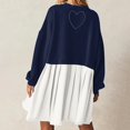thumbnail image 5 of Womens Oversized Sweatshirt Dress Long Flowy Patchwork Pullover Tops Cute Drop Shoulder Sweatshirts Fall Long Sleeve Mini Dress Teen Girls Crewneck Solid Tunic Pleated Loose Clothing Beig, 5 of 5