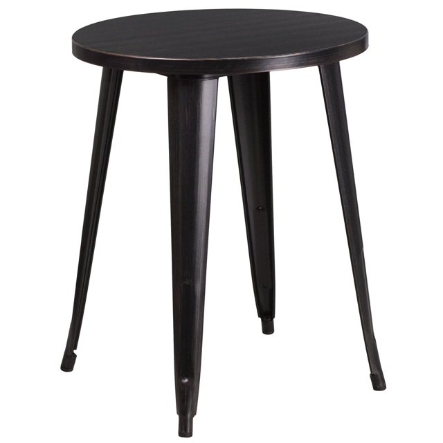 24'' Round Black Metal Indoor-Outdoor Table