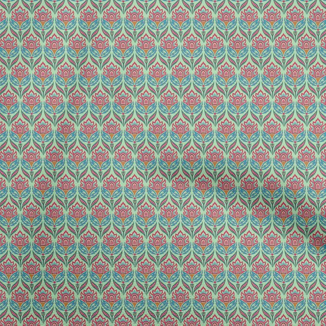 oneOone Rayon Mint Green Fabric Asian Suzani Sewing Material Print Fabric By The Yard 56 Inch Wide
