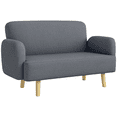thumbnail image 1 of HOMCOM 2 Seater Sofa Couch with 8.3" Thick Padding and Wood Legs, Grey, 1 of 10