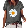thumbnail image 2 of SMihono Hauts pour Femmes Été Mode Décontractée Femme Décontractée Marguerite Col Rond Imprimé Blouse Manches Courtes T-Shirt Été Hauts T-Shirt Oversize pour Femmes, 2 of 6