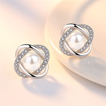 EGNMCR Boucles d'Oreilles Clous pour Femmes Boucles d'Oreilles Perles pour Femmes Boucles d'Oreilles Plaquées Pinces d'Oreilles Boucles d'Oreilles Mode Boucles d'Oreilles Femmes