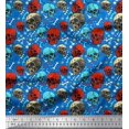 thumbnail image 1 of Soimoi Poly Georgette Fabric Bone,Floral & Skull Halloween Printed Fabric 1 Yard 52 Inch Wide, 1 of 3