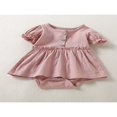 thumbnail image 3 of Newborn Baby Girl Cotton Romper Dress Short Sleeve Solid Color Button Tutu Bodysuit Infant Summer Basic Dress, 3 of 9