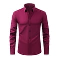 thumbnail image 1 of RXIRUCGD Cardigan Mode Homme Col Rabattu Uni Chemise d'Affaires à Boutons, Vin, Taille : TP, 1 of 8