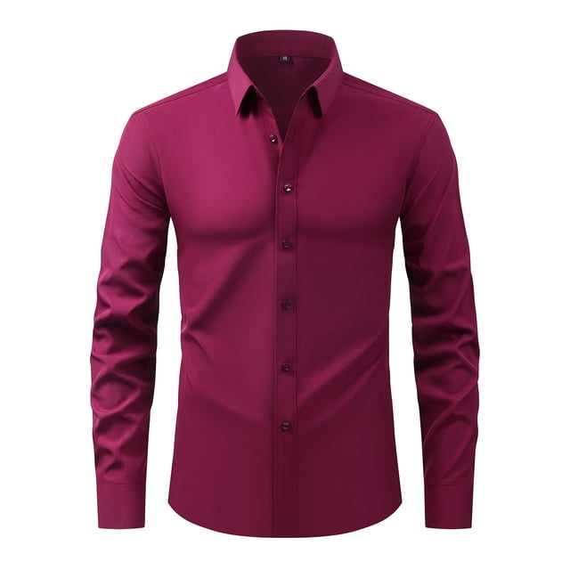 RXIRUCGD Cardigan Mode Homme Col Rabattu Uni Chemise d'Affaires à Boutons, Vin, Taille : TP