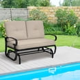 thumbnail image 3 of Patiojoy 2-Person Outdoor Bench Patio Swing Glider Chair with Cushions Rocking Chair Cushioned Sofa Beige, 3 of 9