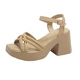 thumbnail image 2 of Pisexur Women Shoes Summer Solid Color One-line Strappy Beach Sandals, 2 of 7