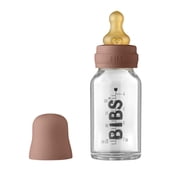 BIBS Baby Glass Bottle. Anti-Colic. Round Natural Rubber Latex Nipple. Supports Natural Breastfeeding, 110 ml, Woodchuck