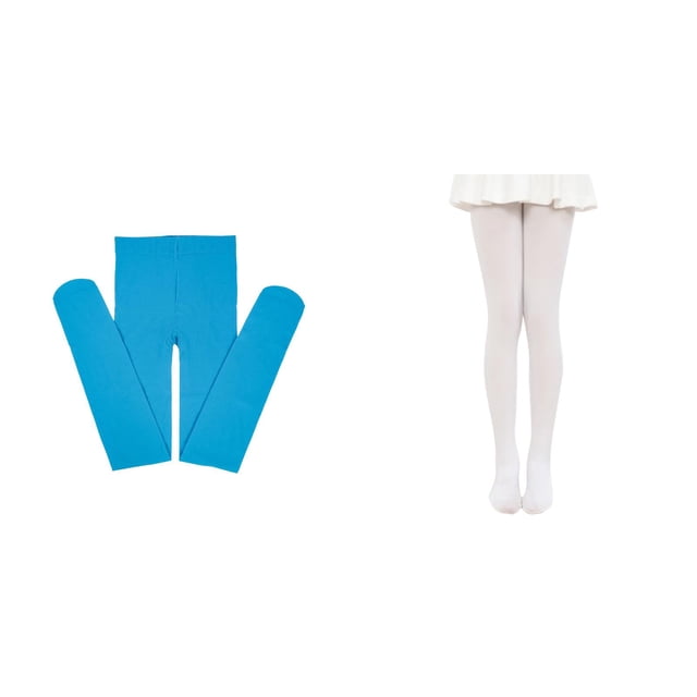 2 Pack(WH1 1PCS & BU1 1PCS) Multipack Sweat Pants for Leggings Pantihose Stretchy Basic Full Length Ballet Dance Pants Pantyhose for Spring Summer Stocking