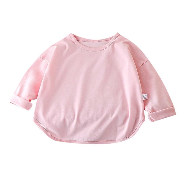 MeetoTime Chandail de Base à Manches Longues pour Enfants, Décontracté, Ample, Uni, Col Rond, Hauts de Printemps Été pour Garçons et Filles