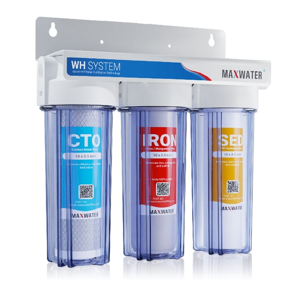3-Stage Standard Whole House Iron Manganese Water Filtration System, Sediment + Iron + CTO