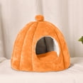 thumbnail image 2 of Semi-Enclosed Pet Bed 15x13in Detachable Washable Flannel Kennel Mat For Cats Small Animals Soft Support Base Orange, 2 of 6