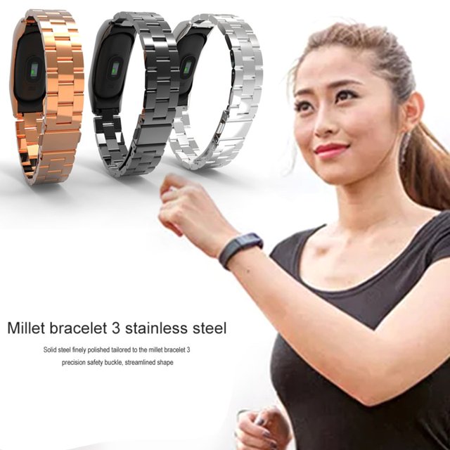 Suitable For Millet Bracelet 3 Metal Strap Wristband Stainless Steel Magnetic Absorption Three Beads Replacement Strap