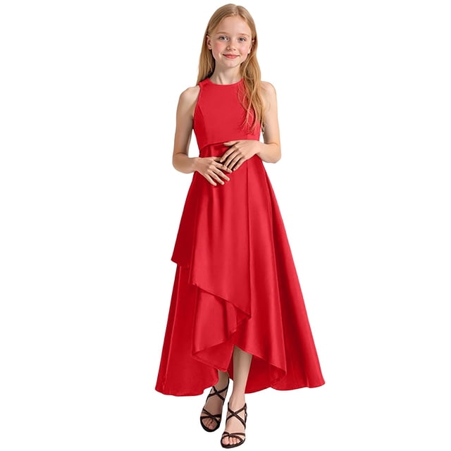 Robe Bebe Robe Formelle Fille Robe de Soirée Récital Performance Concours Élégante Sans Manches Robe Bébé Fille Rouge 2 Ans-3 Ans