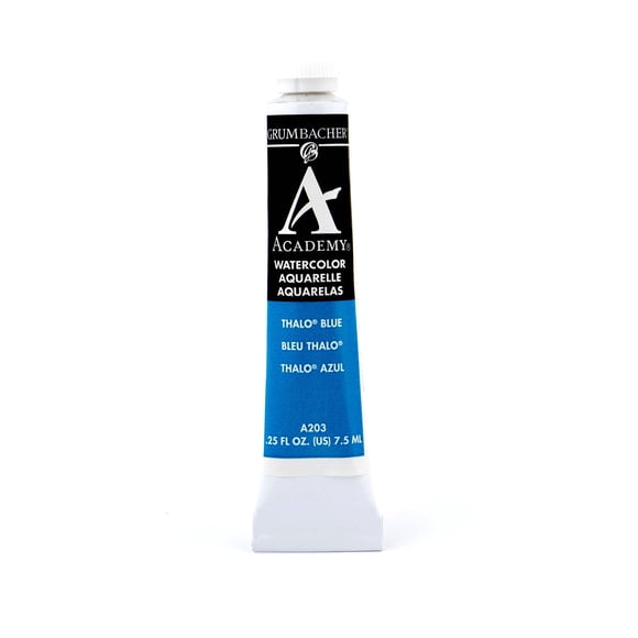 Grumbacher Academy Watercolor Paint, 7.5ml/0.25 Ounce, Thalo Blue (A203)