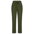 thumbnail image 4 of XZNGL Mode Femmes Été Décontracté Ample Coton et Lin Poche Pantalon Uni, 4 of 8