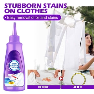 Active Enzyme Laundry Detergent Stain Remover 120ml, Removes Organic Stains Like Oil and Sweat, Mild Formula for Machine or Hand Wash, Safe for Fabrics.