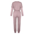 thumbnail image 5 of Mrat Sweatpants Women Set 2 Piece 2 Piece Jogging Sets Solid Polyester Long Sleeve Sweatsuits Sets Two Piece Track Suits Drawstring High Waist Pants Set Comfy Outfits D-Pink 3XL, 5 of 5