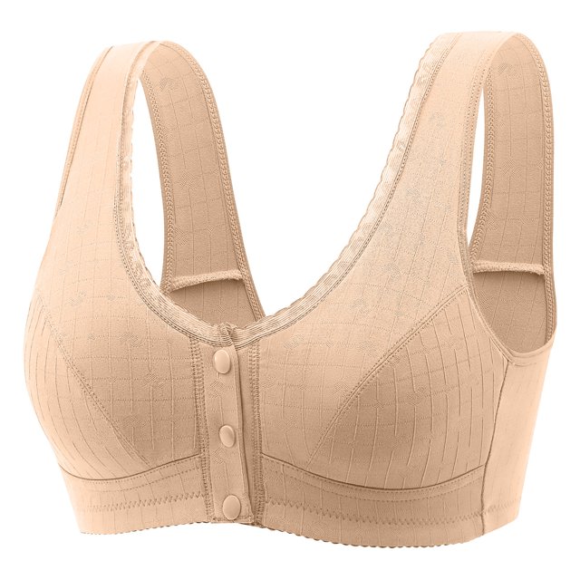 Timegard Front Closure Bras for Women Button Full Coverage High Support Breathable Comfort Wireless Bras