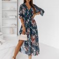 thumbnail image 3 of XZNGL Robe Maxi à Manches Longues pour Femmes Mode pour Femmes Bohème Col en V Ample Demi-Manche Ligne A Imprimé Floral Longue Robe Maxi Longue Robe Maxi pour Femmes Robe Maxi Florale pour Femmes, 3 of 9