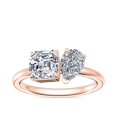 thumbnail image 1 of 1.00 Carat Excellent Asscher & Pear Cut Real Diamond Latest Design Two Stone Ring for Ladies Solid 14K Rose Gold Size 7.5, 1 of 8