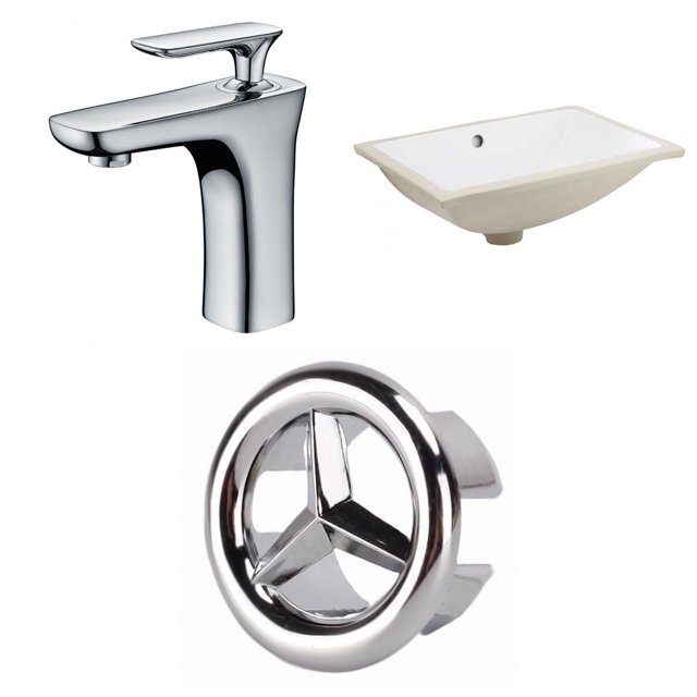 American Imaginations 20.75-in. W CSA Rectangle Bathroom Undermount Sink Set In White - Chrome Hardware AI-26990