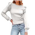 thumbnail image 1 of MESSUEN Chandail à Col Rond pour Femmes Hauts à Volants pour Femmes Chandails à Enfiler Hauts d'Été pour Femmes Chemisiers Habillés Basiques pour Femmes Chandails à Enfiler pour Femmes Blanc TG, 1 of 5