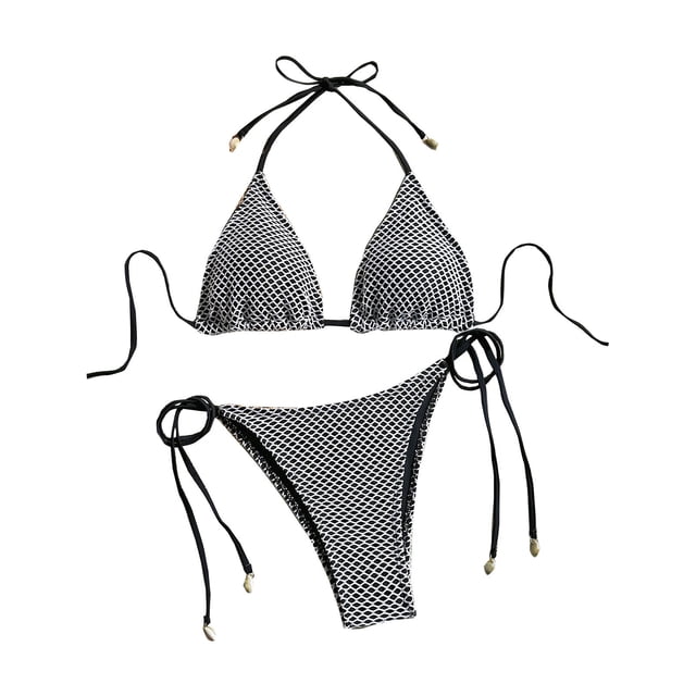 Cameland Ladies' Sexy Neck Hanging Bikini Split Fashion Beach Solid Color Swimsuit Set