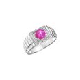 thumbnail image 4 of RYLOS Men's Ring 14K White Gold Ring, 7MM Round Shape Gemstone Designer Style Rings Star Ruby July Birthstone Rings Gold Size 8, 4 of 7