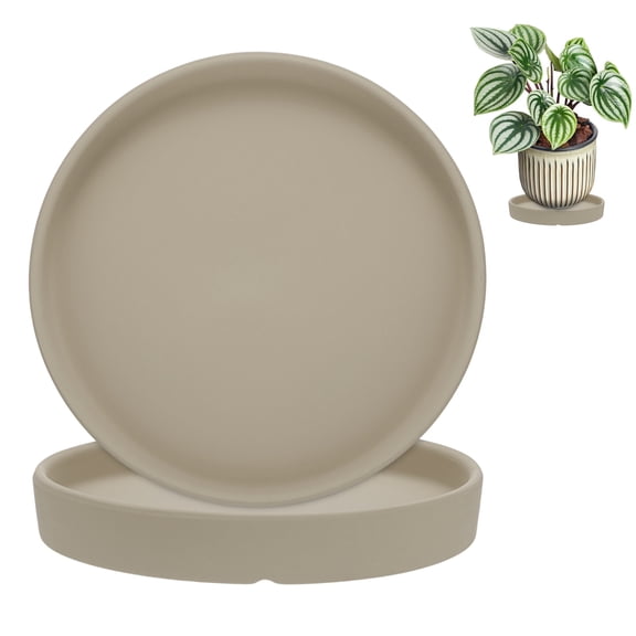 Uxcell 2-Pack Plant Saucers, 6.3 Inch ID Anti-Rot Root Ceramic Flower Pot Plant Saucers [6.9 Inch OD, Dark Gray]