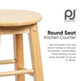 thumbnail image 3 of PJ Wood Tabourets de Comptoir de Cuisine Classiques à Siège Rond de 24 Pouces, Naturels, Lot de 2, 3 of 8