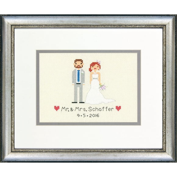 Bride and Groom Wedding Record Counted Cross Stitch Kit by Dimensions