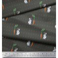 thumbnail image 3 of Soimoi Satin Silk Fabric Carrot & Rabbit Dots Print Fabric by the Yard 42 Inch Wide, 3 of 5